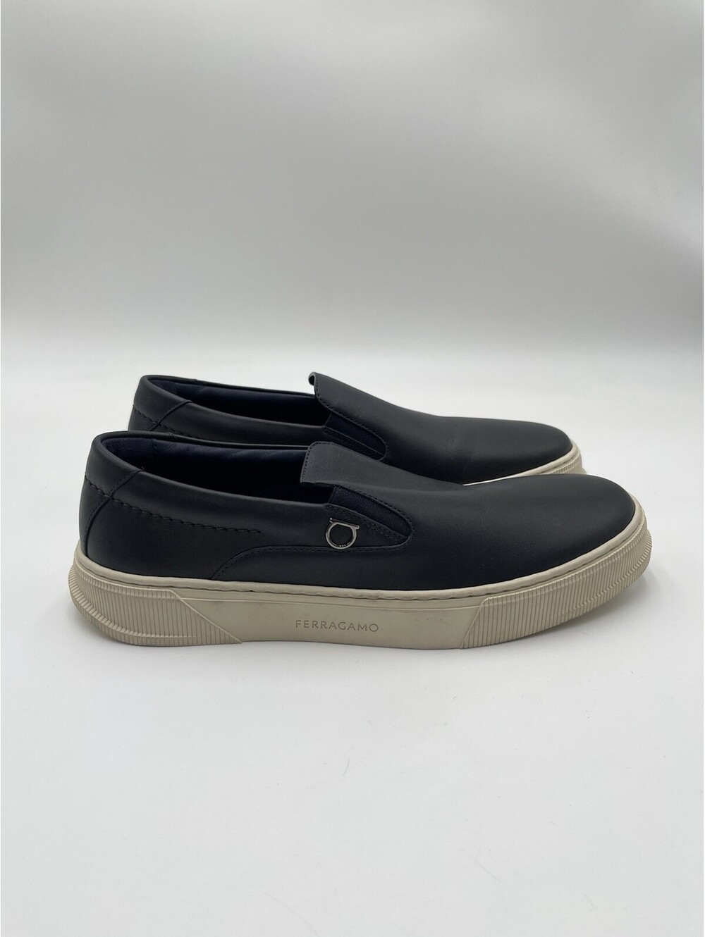 Salvatore Ferragamo Cameron leather slip-on sneakers Navy Size 6M